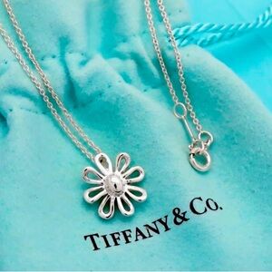 TIFFANY & Co. Paloma Picasso Daisy Flower Pendant Necklace Silver 925 15 x 15mm